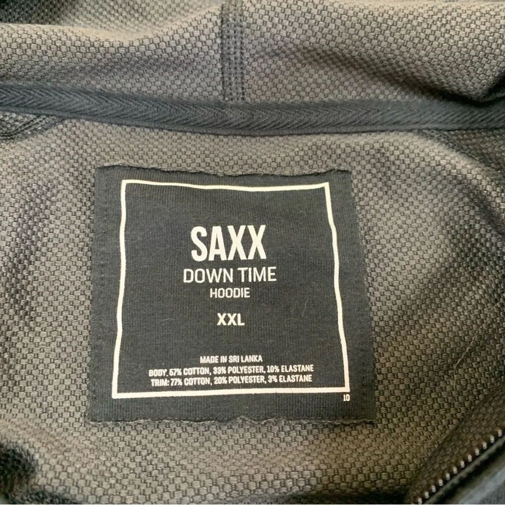 Saxx Down Time Full Zip Hoodie Black‎ Athleisure Lounge Streetwear XXL